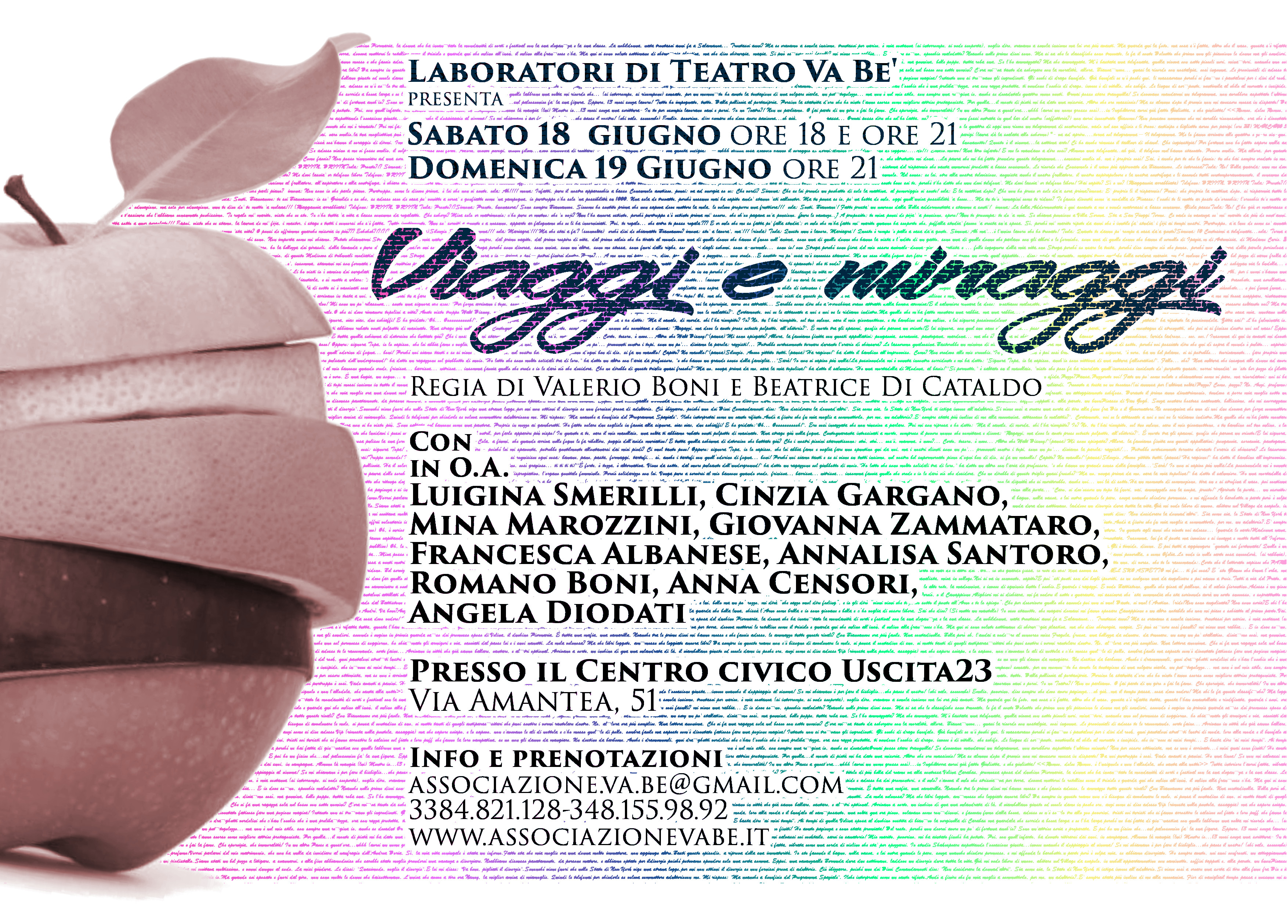 locandina laboratorio teatrale avanzato Va Be' 2016 viaggi e miraggi